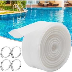 DECOHS 2 Inch x 32 Ft Heavy Duty Transparent Pool Backwash Hose, PVC Swimming Drain Pool Hose, Lay Flat Water Discharge Hose with 4 Clamp for Pools Drain Clean Filter Sump Pump