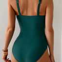 B2prity Women's One Piece Swimsuit Tummy Control Ruched Bathing Suit Double Straps Push Up Swim Suit Slimming Swimwear (Green, L)