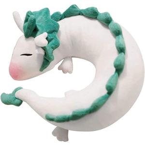 Anime Neck Pillow White Dragon Plush Doll Toy Kids Travel Neck Pillow, Cute Haku Plush for Chrismas Birthday Gift (Light Green)