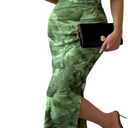 LIGHT DOT Women's Summer Dress Printed Strapless Tube Bodycon Maxi Side Slit Mesh Layered (Medium, Olive Green)