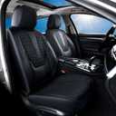 Coverado Car Seat Covers Full Set, Black Seat Covers for Car with Lumbar Support, Nappa Leather Seat Covers Waterproof Car Seat Protectors Universal Fit for Most Cars SUV Trucks