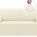 Asnomy Sofa Covers for 2 Cushion Couch Stretch loveseat Covers Slipcovers, Pet Protector Furniture Covers for Dogs Cats Spandex Jacquard Fabric Small Checks （Medium，Off-White）