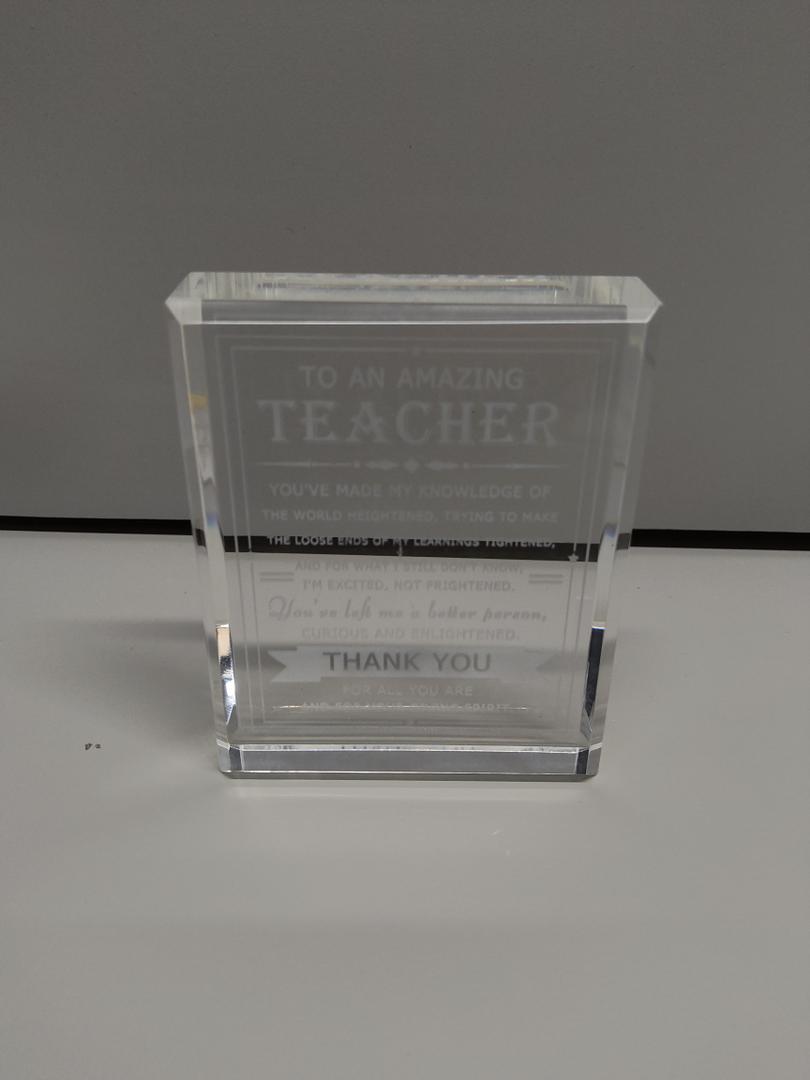 Teacher Appreciation Gifts for Women Men Crystal Thank You Gifts for Teacher from Students Birthday Christmas Retirement Gifts for Teachers Crystal Keepsake Plaque