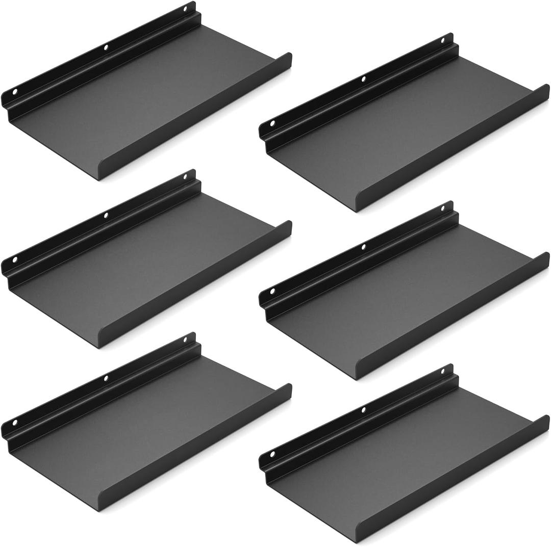 6 PCs Inch Slatwall Shelves, 13X6 Inch Metal Slat Wall Shelves Accessories, Heavy Duty Slatwall Shelf, Retail Display for Storage and Organization, Black