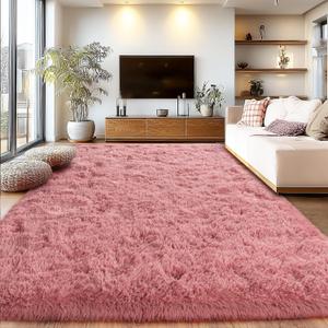 Blush Fluffy Area Rugs for Living Room, Soft Shaggy Carpets for Living Room, Upgrade Anti-Skid Fuzzy Rugs for Kids' Room, Perfect Decor for Modern Home 5x7 Feet