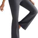 RUNNING GIRL Womens Ribbed V Crossover High Waist Yoga Pants Flare Leggings for Women with Side Pockets (XL)