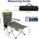 apollo walker Reclining Beach Chair, Adjustable 90-135° Backrest Camping Lounge Chairs for Adults, Folding Chair with Foot Rest & Detachable Pillow - Standard 6-Leg, Green