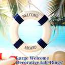 Vercraft 2 Pcs 20" Welcome Aboard Life Ring Large Life Preserver Ring Decorative Nautical Party Decorations Cruise Ship Decorations Lifebuoy Wall Hanging Decor for Home Wall Window, Red and Blue
