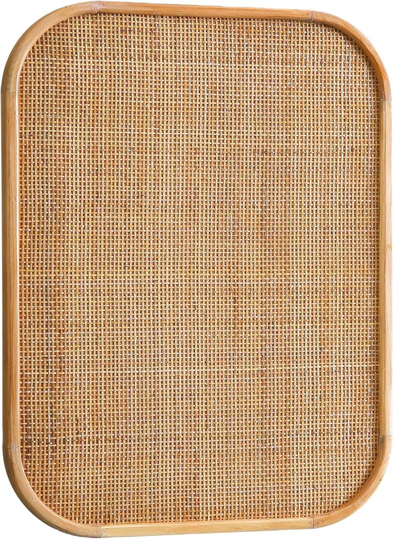 20x26" Woven Rattan Bulletin Board, Boho Message Boards Wood Frame
Decorative Pin Boards for Walls, Home Kitchen Office Wall Organizer, Vertical or Horizontal