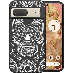 Unov Case Compatible with Pixel 7 5G with Cute Skull Style Embossed Pattern Design Slim Protective Soft TPU Bumper Back Cover