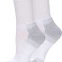 MeMoi Wellfit 2 Pair Pack Unisex Diabetic Half Cushion Quarter Socks (9-11, White/White)