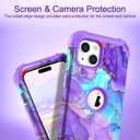 Hocase for iPhone 15 Plus Case, Heavy Duty Shockproof Protection Soft Silicone Rubber Bumper+Hard Plastic Hybrid Protective Case for iPhone 15 Plus 6.7" 2023 - When Purple Meets Blue