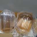 2 Pack Amber Cylinder Pendant Lights Kitchen Island with Ribbed Lampshade, Brushed Gold Hanging Light Fixture, Adjustable Pendant Lighting for Kitchen Island Sink Dining Room (Bulbs Not Included)