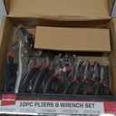 10PC Pliers and Wrench Set with Storage Rack  Includes Locking | Long Nose | Diagonal Cutter | Groove Joint | Linesman & Mini Plier, Carbon Steel Tool Kit for DIY and Home a Gift for Man