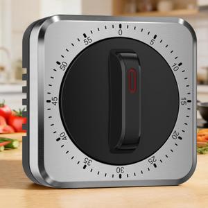 Nukalo Mechanical Kitchen Timer with Magnet: Wind Up Cooking Timer Clock with Loud Alarm, Kitchen Timers for Cooking, No Battery Manual Food Timer for Baking, BBQ, Seniors & Daily Reminders