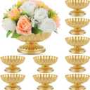 10 Pcs Metal Compote Bowl for Centerpiece Flower Holder Small Compote Vase Decorative Indoor Outdoor Flowers Fruits Plant for Valentine's Day Wedding Home Party Decoration (Bright Gold)