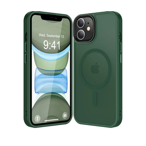 Strong Magnetic for iPhone 11 Case Compatible with Magsafe, [13FT Drop Resistant] Translucent Matte Skin Feeling Back, Aluminum Alloy Keys Shockproof Phone Case, Midnight Green