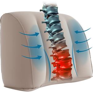 Povinmos Lumbar Support Pillow for Office Chair and Car Seat, Inflatable Travel Back Rest Cushion for Airplane, Versatile Use Lower Back Cushion, Back Support Pillow, Protable Foldable Design