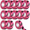 Blosssound 12 Pack Flagging Tape with Pink Black Stripes 1 inch x 1800ft Marking Ribbon Non Adhesive Plastic Surveyors Tape for Hunting Trail Hazardous Areas Halloween Party Decors