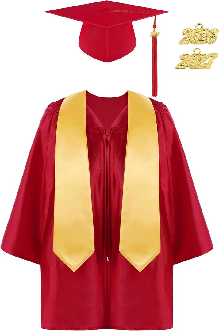 SOMSOC 4 Pieces Kindergarten Graduation Cap and Gown Set for Preschool Nursery Kids Graduation Stole Gown with 2026 Tassel S