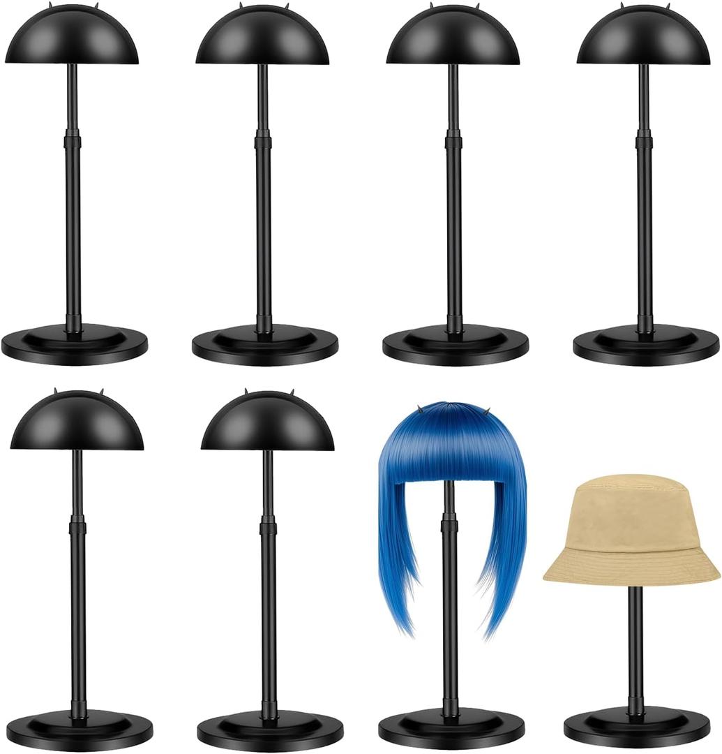 Geegoods Adjustable Wig Stand Set of 8, 9.8"-18.9" in Height, Sturdy Anti-Slip Wig Hat Holder for Styling, Drying, Travel
