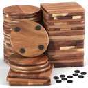Zhehao 48 Pcs 4 Inch Acacia Unfinished Wood Coasters 24 Square 24 Round Wooden Coasters for Crafts with Non Slip Silicon Dots for DIY Stained Painting Wood Engraving Home Table Decoration