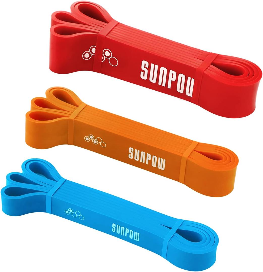 SUNPOW Pull Up Assistance Bands - Set of 5 Resistance Heavy Duty Workout Exercise Stretch Fitness Bands Assist Set for Body, Instruction Guide and Carry Bag Included (Multicolor15-135lbs)