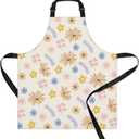 Yellow Blue Small Flowers Aprons, Adjustable Flowers Kitchen Apron for Women with Pockets, Elegant and Bright Apron for Kitchen, Cleaning, Gardening