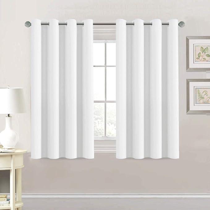 White Curtains for Bedroom/Living Room - Classic Grommet Top (2 Panels, 52 Inch by 53 Inch) 