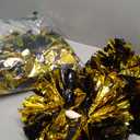 Hooshing 2/6/12PCS Cheerleading Pom Poms with Baton Handle for Team Spirit Sports Dance Cheering Kids Adults (Black and Gold)