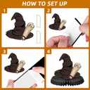 8 Pcs Wizard Party Centerpieces - Magical School Theme Honeycomb Table Decorations, 3D Double-Sided Cauldron & Sorting Hat Table Toppers for Witchcraft Birthday Party Supplies, Movie Night Room Decor