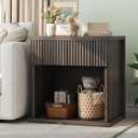 Fluted Nightstand, 22.8" Wide Nightstands with Drawer Storage Large Wood BedsideTable Night Stand for Bedroom, Grey Oak (1pc)