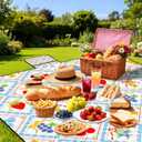 Extra Large Picnic Blanket Waterproof,80"x 80"Foldable Machine Washable Beach Blanket,Outdoor Blanket for 6-8 Adults,Suitable for Indoor Crawling,Park Beach,Camping,Hiking,Family Travel(Fruit)