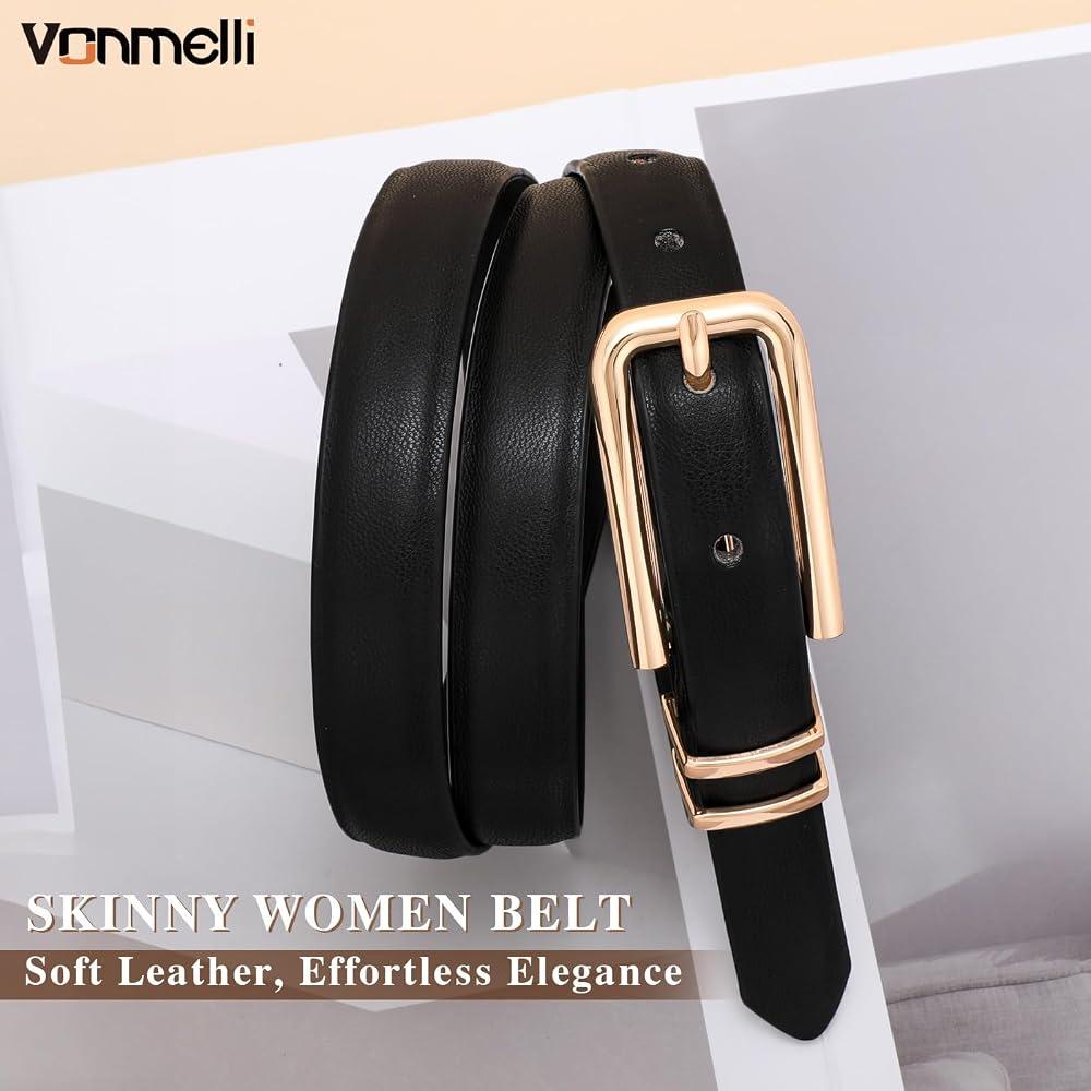 Women Skinny Leather Belt Thin Waist Belt for Women