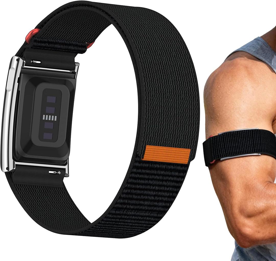 Nylon Sport Bicep Band with Metal Bumper Case, Adjustable Hook-and-Loop Replacement Armband for WHOOP 5.0