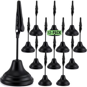 Skyygemm 12 Pcs Table Number Holders 3 Inch Place Card Holder with Alligator Clip Metal Table Card Holders Table Number Stands Table Sign Holders for Photos, Food Signs, Birthdays, Weddings (Black)
