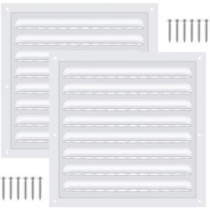 Yaocom 2 Pcs 10 x 10 Inch Aluminum Gable Vents Attic Vents Metal Gable Wall Shed Vent with Screw and Screen Mesh, Square Return Louver Grille for Ventilation Exterior Door House Attic Garage Ceiling
