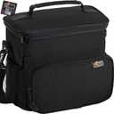 GORILLA GRIP Insulated Lunch Box Bag for Women Men, Large Leakproof Reusable Soft Cooler Bags, Multiple Compartments, Mesh Pockets, Adjustable Strap, Food Tote Keeps Drinks Cold, 8L, 10x9, Black