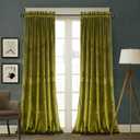 Roslynwood Olive Green Velvet Curtains 2 Panels Set, Block Light Thermal Insulated Velour Rod Pocket Drapes for Bedroom and Living Room (52 x 84 inch, Olive Green)