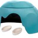 Reptile Hideout Cave Box with 2 Ceramic Sinks Fit for Snakes Lizards Chameleons Tree Frogs Geckos Small Tortoises and Other Small Reptiles (Blue)