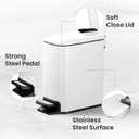Cesun Small Bathroom Trash Can with Lid Soft Close, Step Pedal, 6 Liter / 1.6 Gallon Stainless Steel Slim Garbage Can for Bedroom, Diaper Waste Basket with Removable Inner Bucket (White)