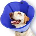 Upgraded Dog Cone Collar for Dogs After Surgery, Soft Breathable Pet Recovery Collar with Double-Layer Design, Adjustable Dog Cone Collar for Dogs, Elizabethan Collar (S, Blue)