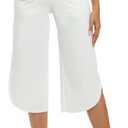 G4Free Capri Pants for Women Wide Leg Yoga Pants for Summer Flowy Capris Loose Casual Cropped Pants with Pockets (X-Small, White)