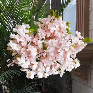 33.5 Inch Artificial Cherry Blossom Flower, 5 PCS Elegant Artificial Plants and Flowers with Natural Gradient Colors for DIY Garden Home Wedding Party Decor Farmhouse (Meat Pink)