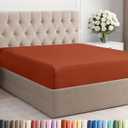 Queen Fitted Bed Sheet - Bottom Single Fitted Sheet Only - Soft Hotel Luxury Bedding w/ 8-16 Inch Deep Pockets - Breathable, Cooling & Wrinkle Free - Easy-Care, Fade and Shrink Resistant - Terracotta