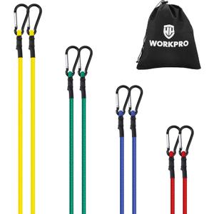 WORKPRO Bungee Cords Heavy Duty Outdoor - 8 PCS Bungee Cords with Hooks in a Storage Bag Includes 18", 24", 48", 60" Bungie Cord Bundle Assortment with Metal Hook, Bungee Straps