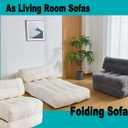 Folding Sofa Bed, Convertible Sleeper Chair Couch Bed Faux Rabbit Fur for Adults, with Back Support Floor Couch Comfy Floor Sofa for Living Room Bedroom, Ivory, Single