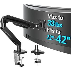 MOUNTUP Ultrawide Monitor Arm for Max 42 Inch Screen, Heavy Duty Monitor Desk Mount Support 4.4-33lbs, Computer Monitors Stand for Desk, VESA Mount with Clamp & Grommet Base