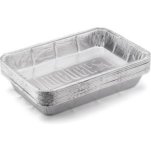 Weber Large Aluminum Drip Pans 10Pack  Disposable Foil Pans for Indirect Cooking, Catching Drippings, Ideal for Roasts, Turkeys & Gravy Drippings