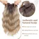 14inch Hair Toppers for Women with Thinning Hair Short Curly Toppers Hair Pieces for Women Synthetic Clip In for Women's Wiglets Large Base Dark Blonde with Dark Root